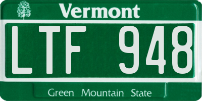 VT license plate LTF948