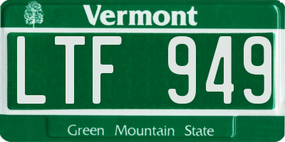 VT license plate LTF949