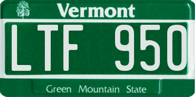VT license plate LTF950