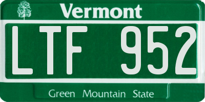 VT license plate LTF952