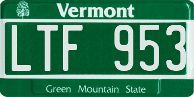 VT license plate LTF953