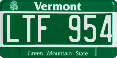 VT license plate LTF954