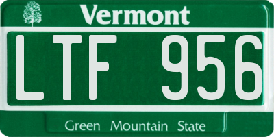 VT license plate LTF956