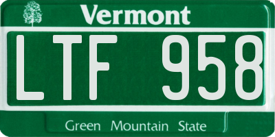 VT license plate LTF958