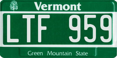 VT license plate LTF959