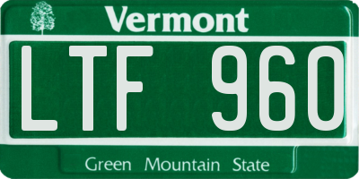 VT license plate LTF960