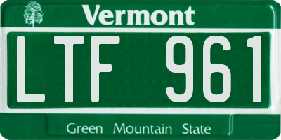 VT license plate LTF961