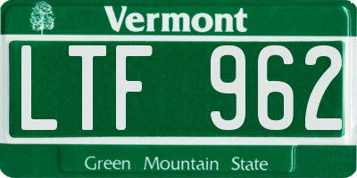 VT license plate LTF962