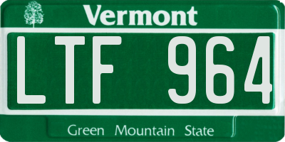 VT license plate LTF964