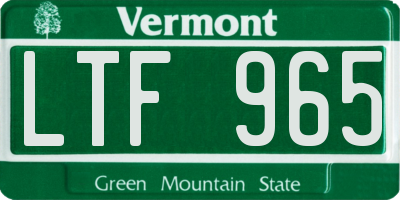 VT license plate LTF965