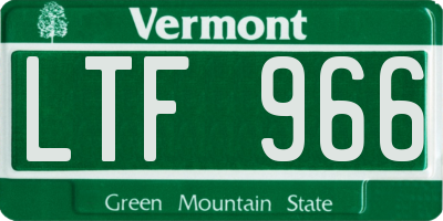 VT license plate LTF966
