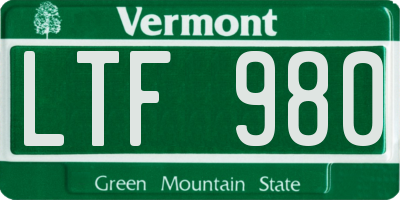 VT license plate LTF980
