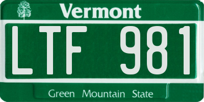 VT license plate LTF981