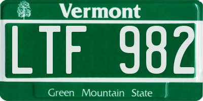 VT license plate LTF982