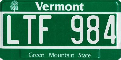 VT license plate LTF984