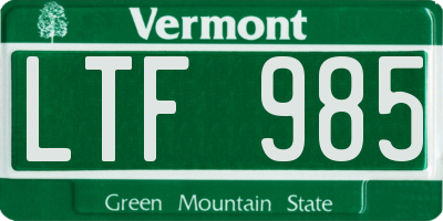 VT license plate LTF985