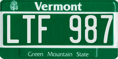 VT license plate LTF987
