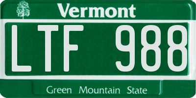 VT license plate LTF988