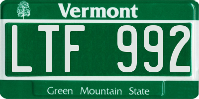 VT license plate LTF992
