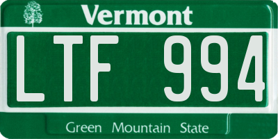 VT license plate LTF994