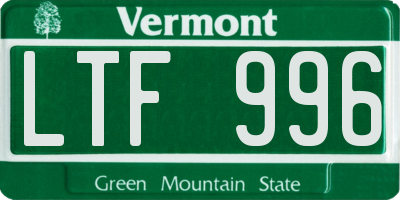 VT license plate LTF996