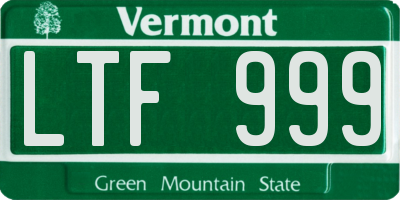 VT license plate LTF999