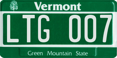 VT license plate LTG007