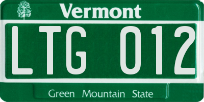 VT license plate LTG012