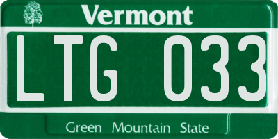 VT license plate LTG033