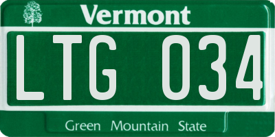 VT license plate LTG034