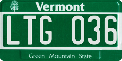 VT license plate LTG036