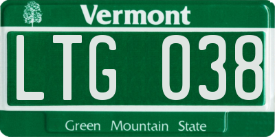 VT license plate LTG038