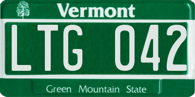 VT license plate LTG042