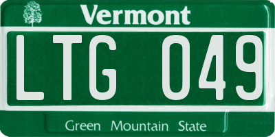 VT license plate LTG049