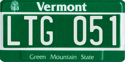 VT license plate LTG051