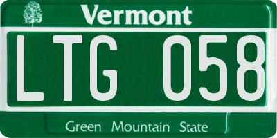 VT license plate LTG058