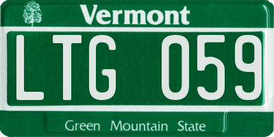 VT license plate LTG059