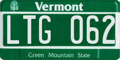 VT license plate LTG062