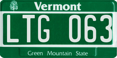VT license plate LTG063