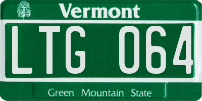 VT license plate LTG064