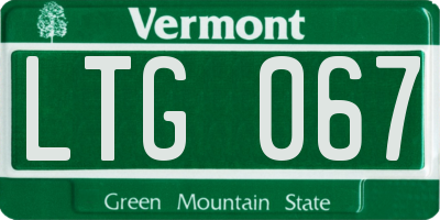 VT license plate LTG067
