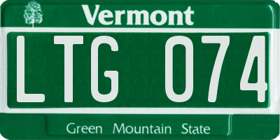 VT license plate LTG074