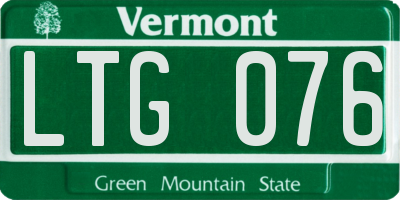 VT license plate LTG076
