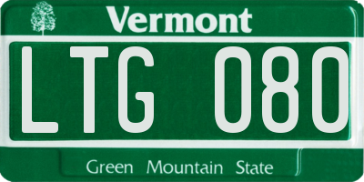 VT license plate LTG080