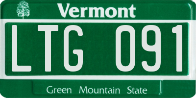 VT license plate LTG091
