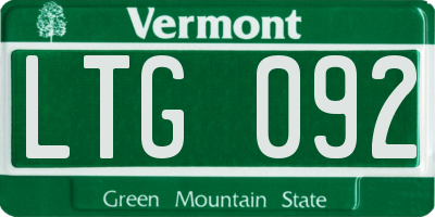 VT license plate LTG092