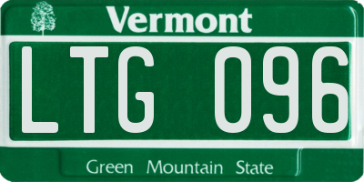VT license plate LTG096