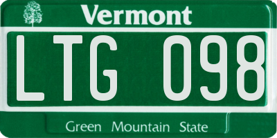 VT license plate LTG098