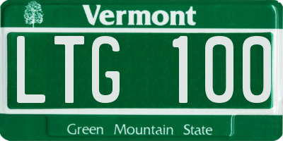 VT license plate LTG100