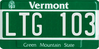 VT license plate LTG103